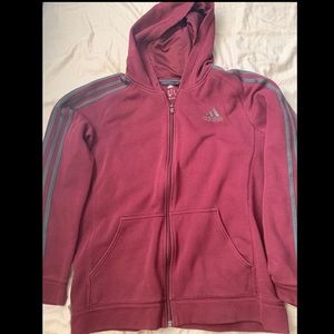 Burgundy Adidas zip up jacket